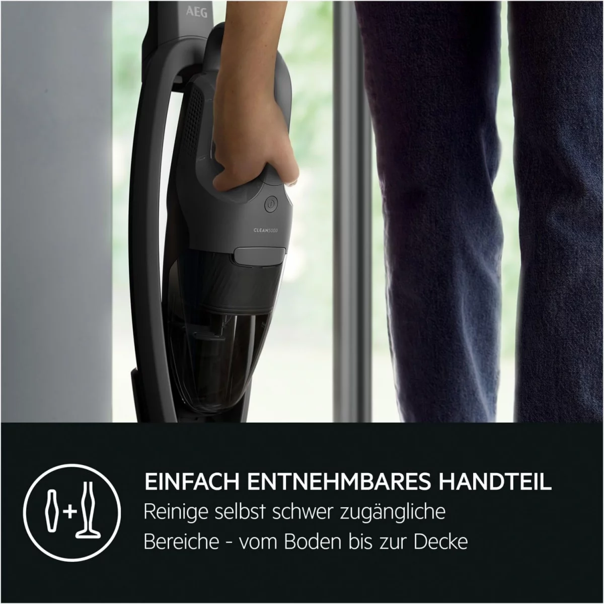 AEG CLEAN 5000 Cordless Cleaner 2in1 Akku-Staubsauger kabellos / Akku-Laufzeit: bis zu 45 Min. / Farbe: Dark Grey – Bild 3