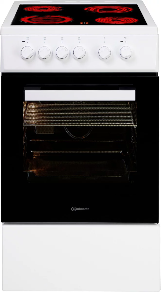 Bauknecht B5V5KMW Freistehender Herd, EEK: A, Weiß, Hydrolyse-Reinigungsfunktion, EEK: A, Garraumvolumen 60 Liter