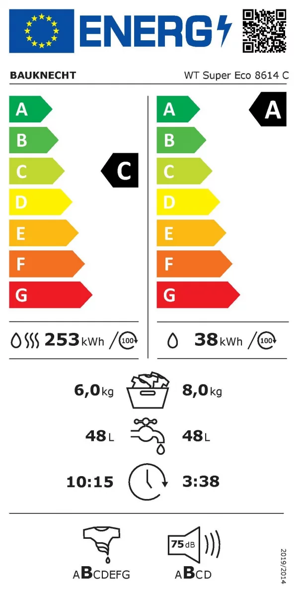 Bauknecht WT Super Eco 8614 C Waschtrockner, 8 kg Waschen & 6 kg Trocknen, 1400 U/Min, EEK; A / C, Active Care Wash & Dry – Bild 3