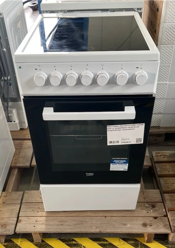 Beko Elektro-Standherd FSM57100GW, EEK: A, SimpleSteam, Heißluft mit Ringheizkörper, Zeitschaltuhr – Bild 3