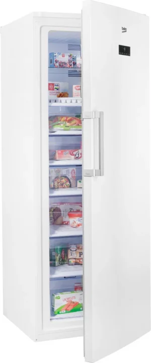 Beko RFNE448E45W Freistehender Gefrierschrank, 404 Liter Volumen, EEK: D, Rauminhalt gesamt: 404 Liter, No Frost – nie wieder abtauen!, Weiß