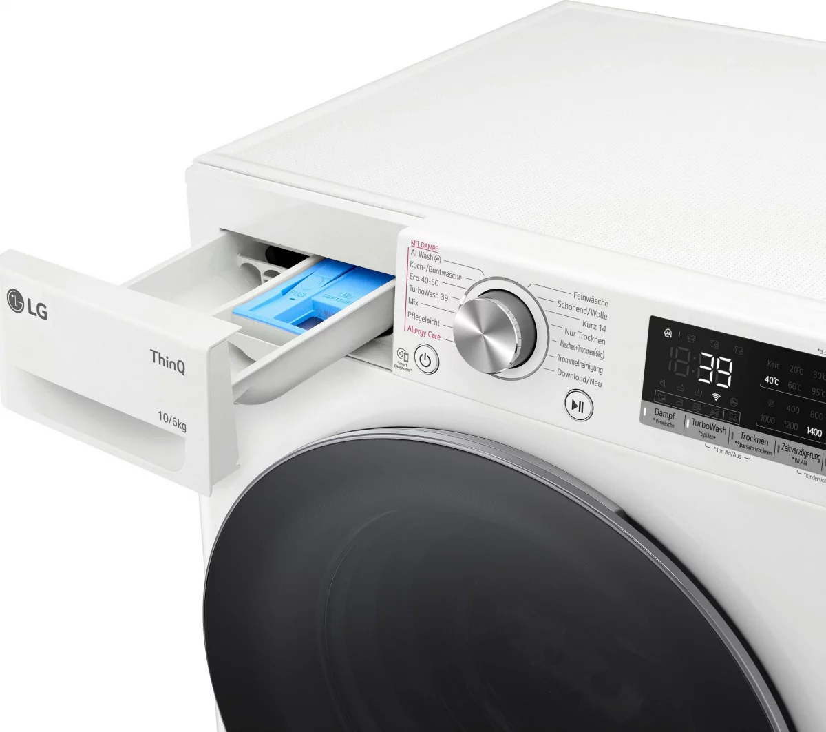LG W4WR70X61 Waschtrockner, Inverter Direct Drive®: 10 Kg Waschen & 6 Kg Trocknen, 71 dB(A), 1400 U/Min, EEK: A / D – Bild 2
